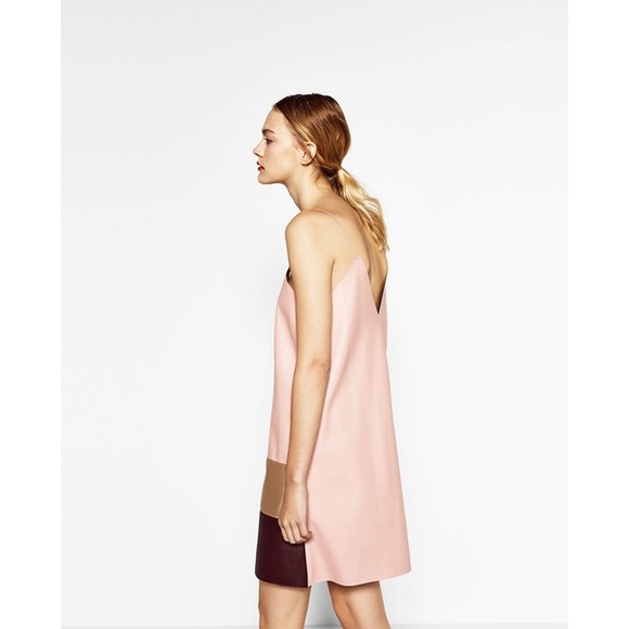 NWT Zara Faux Leather Spaghetti Strap Mini Dress - Picture 4 of 8